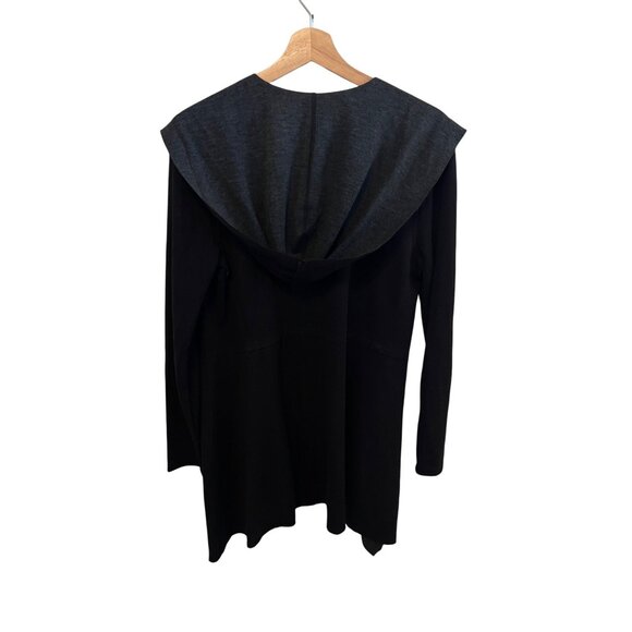 Cable & Gauge Black & Gray Hooded Open Front Cardigan Women's Size L - Picture 4 of 4